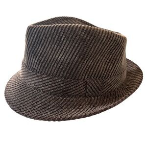 HENSCHEL HAT CO. CORDUROY BROWN FEDORA HAT SIZE MED.